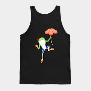 Red-Eyed Tree Frog and Flower Tank Top